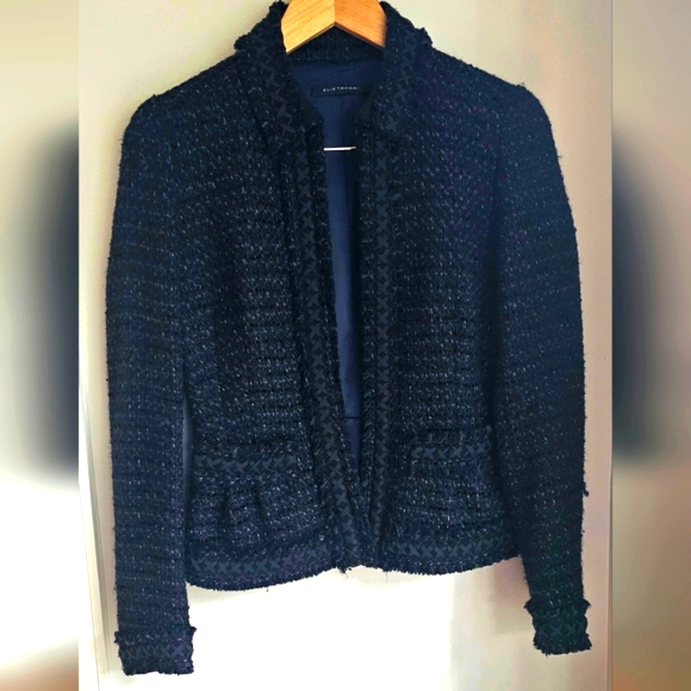 ELIE TAHARI embroidered black Blazer coat size S
